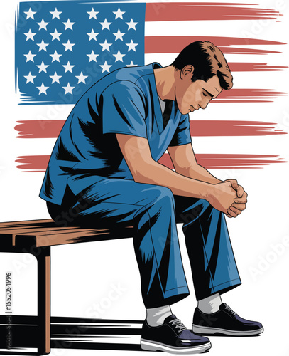 "Tired Healthcare Worker: Resilience, Fatigue, and Dedication Symbol"