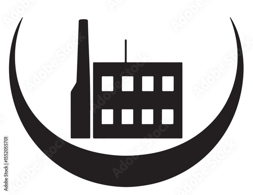 A stylized icon used to represent an industrial property. 