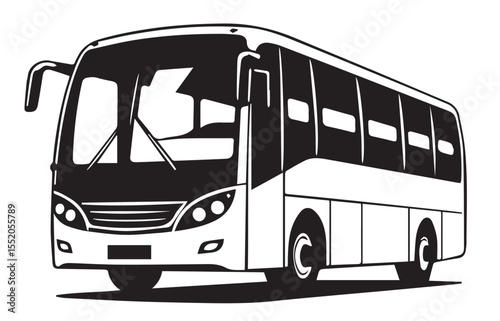 A vector illustration of a white bus, useful for travel or transportation content.
