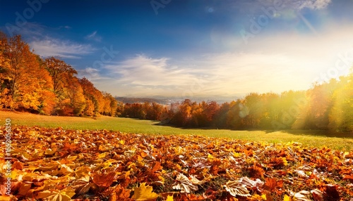 autumn landscape background with autumn leaves ai generated image ai