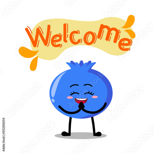 Cute Hand Drawn blueberry Welcoming gesture greeting
