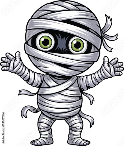 Funny 3D cartoon zombie alien monster character illustration vector drawing design for Halloween