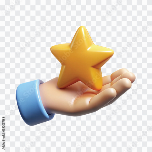 3D Hand Holding Star Icon PNG | Reward for Excellence, Performance Rating, Achievement Symbol
