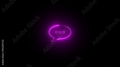 Message icon animation. Text typing in messenger, sending messages, message bubbles for custom text on black background.
