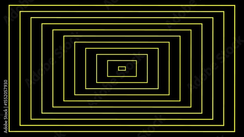 Square tunnel animation. Futuristic corridor with lights, conceptual dark tunnel An abstract square design in the background