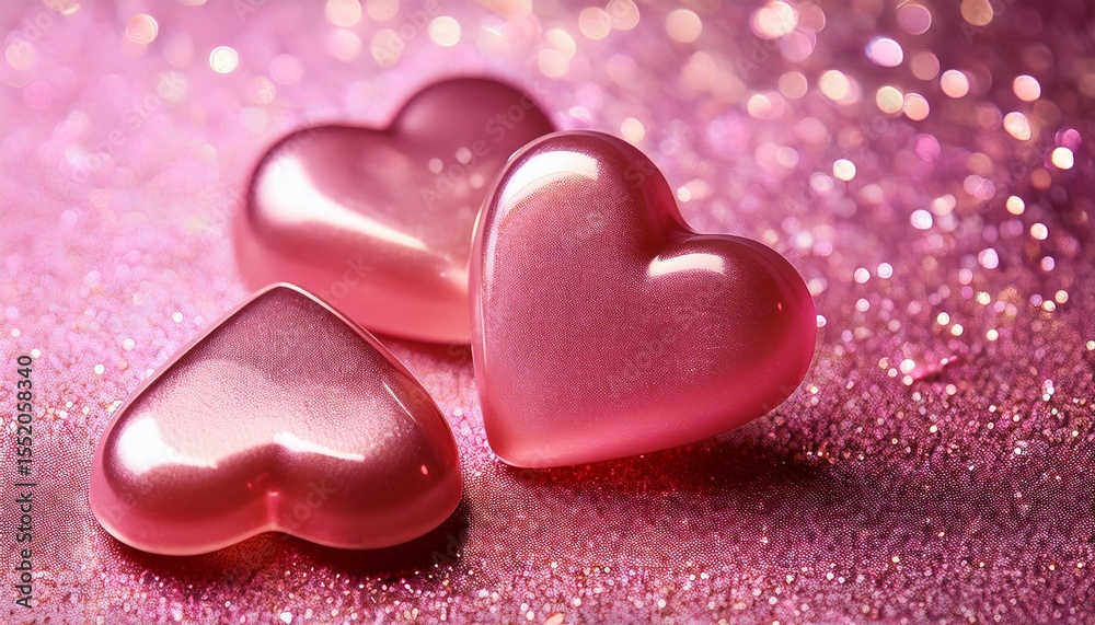 Obraz premium candy hearts on glittery pink background