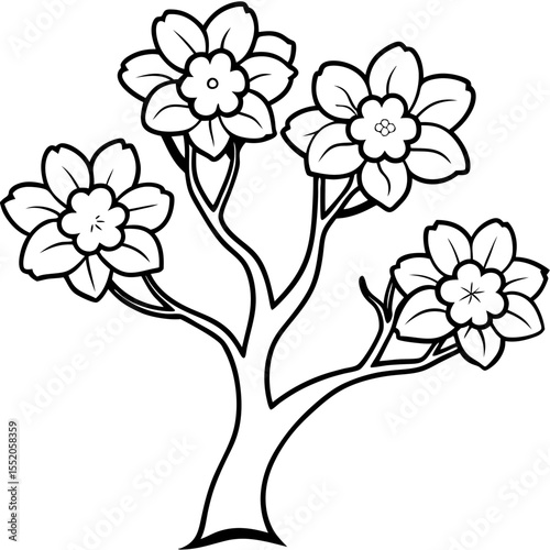Elegant Cherry Tree Outline Vector