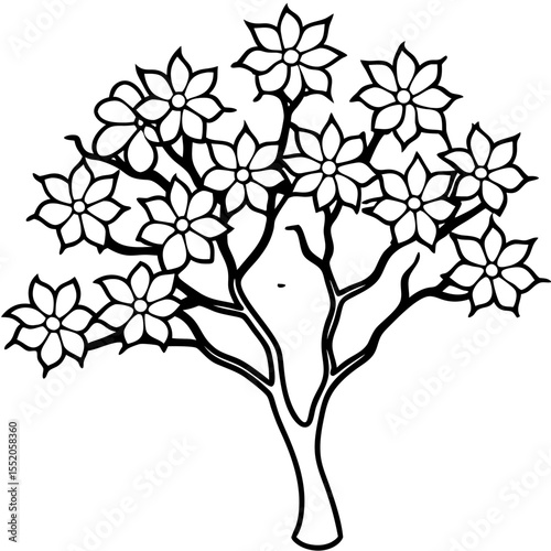 Elegant Cherry Tree Outline Vector