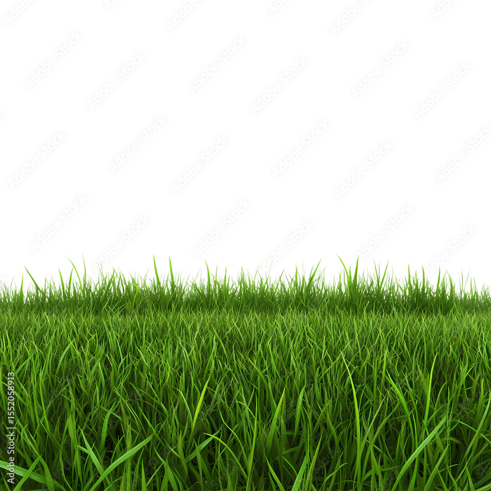 Fototapeta premium Vibrant Green Grass Texture Lush Meadow Background for Design Projects isolated on transparent background