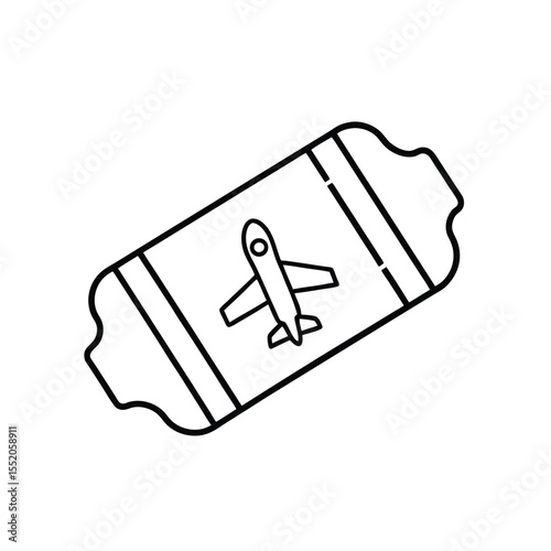 Minimalist Line Art of Airline Ticket with Airplane Icon Representing Travel and Flight Booking
