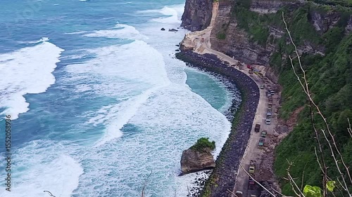 Uluwatu Beach Bali Indonesia, with a view on the hill