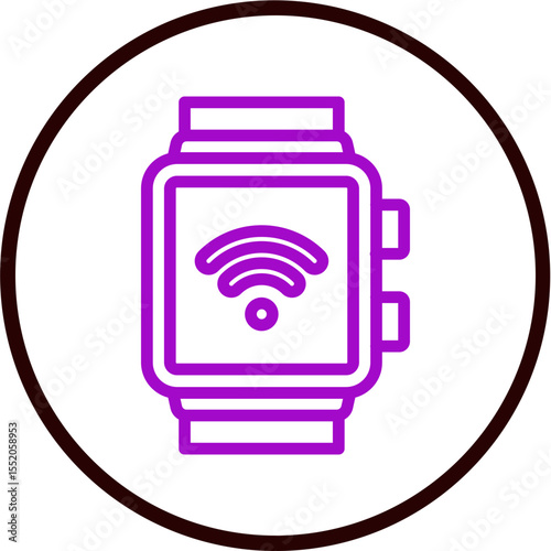 Smartwatch Vector Line Purple Circle Black