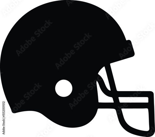 Silhouette American football helmet protective headgear sport Vector Illustration