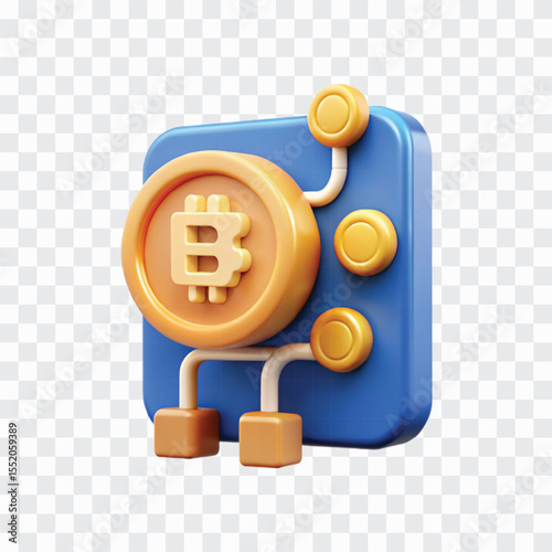 3D Bitcoin Transaction Icon PNG | Crypto Wallet, Digital Currency, Blockchain Exchange Symbol
