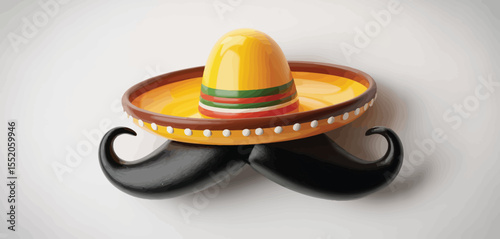 Festive sombrero and mustache combo representing mexican culture and celebration