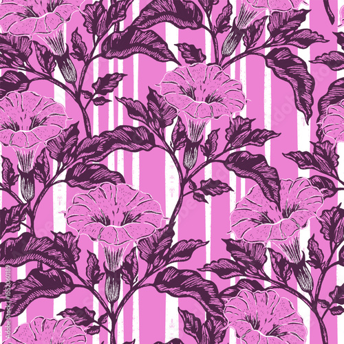 Modern retro illustration with sketch elements. Mediterranean inspired seamless pattern