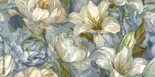 Watercolor Bloom Seamless Pattern Sketchy Botanical Vector Art for Delicate Fabrics and Decor