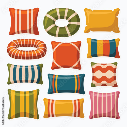 Collection of decorative throw pillows with various patterns and colors