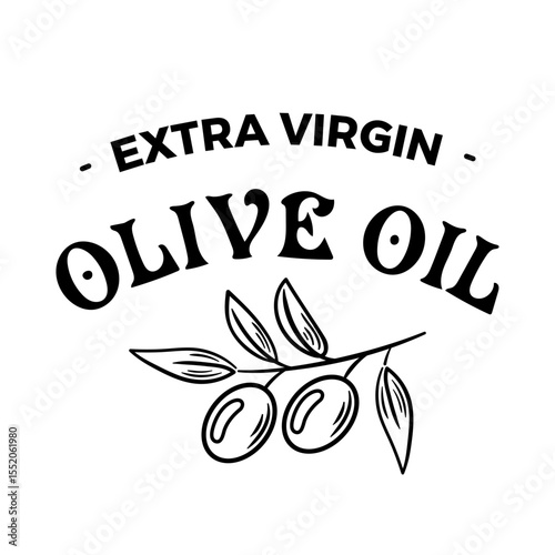 This vector illustration showcases an exquisite olive branch paired with a sophisticated olive oil label, highlighting the harmony of nature and elegance, ideal for Mediterranean-themed designs.