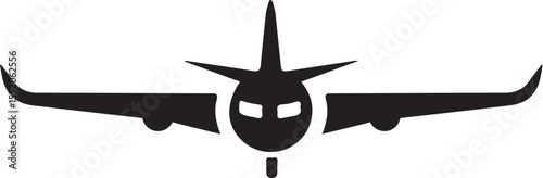 Simple black silhouette of a commercial airplane.
