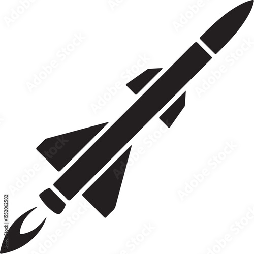 Solid black illustration of a missile launching.