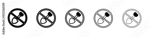 no shovel icon simple vector outline logo