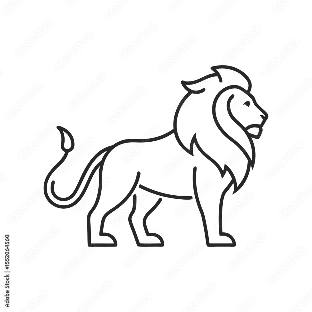 Fototapeta premium Line art Animals: lion, tiger, icon logo design