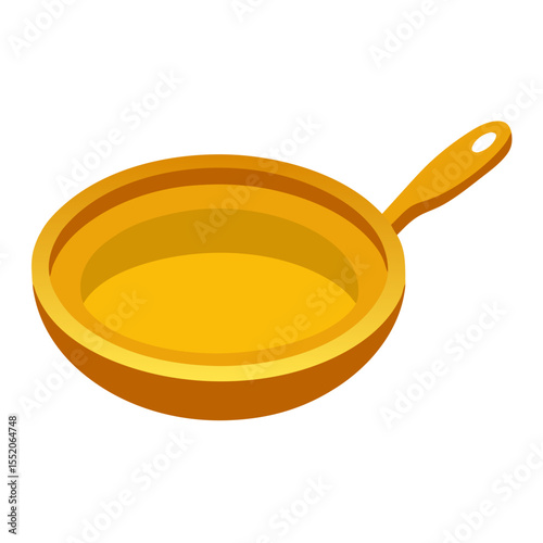 golden frying pan on white background