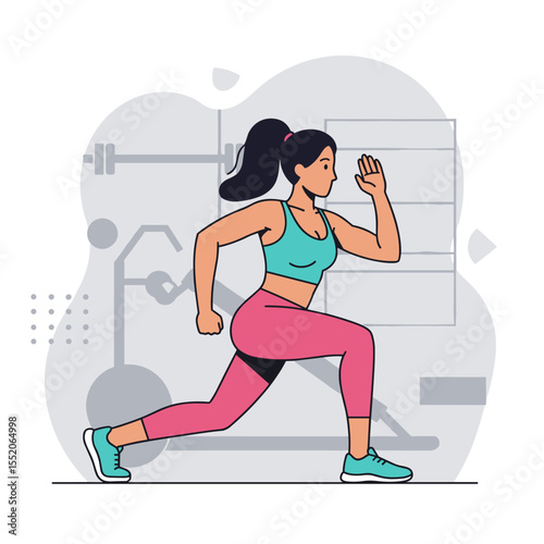Focused Woman Lunging Exercise
