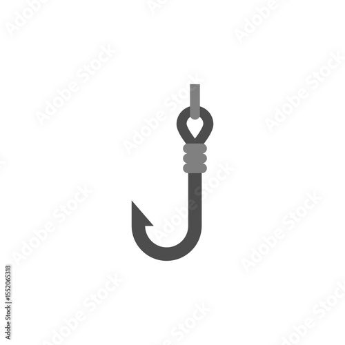 Empty fishing hook without bait. Vector icon and illustration on a white background.
