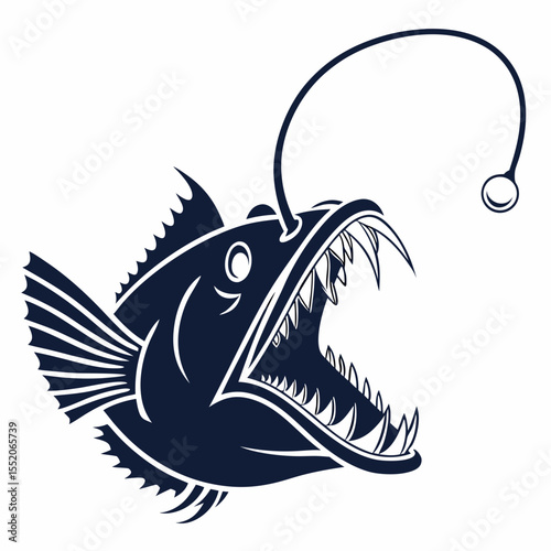 Cartoon fish vector illustration for tattoo design or coloring book outline