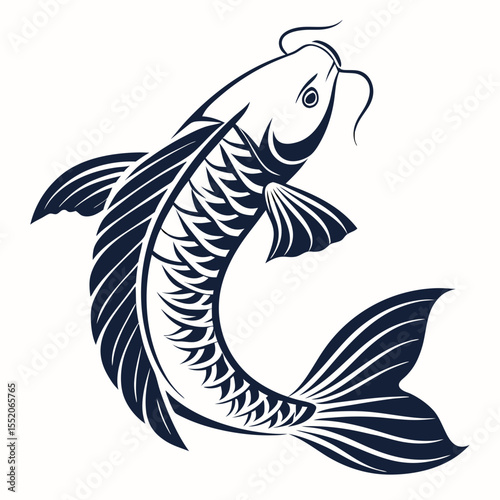 Vector illustration of a swimming marine fish on a white background, ideal for food, fishing, or aquarium designs