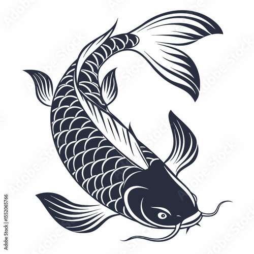 Vector illustration of a swimming marine fish on a white background, ideal for food, fishing, or aquarium designs