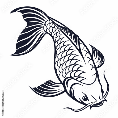 Vector illustration of a swimming marine fish on a white background, ideal for food, fishing, or aquarium designs