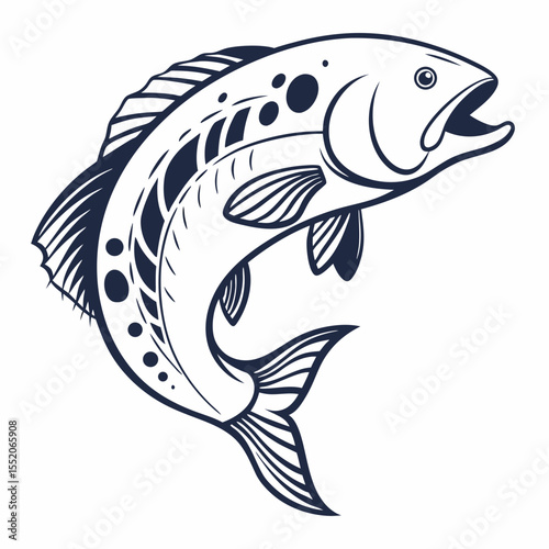 A vibrant blue tuna vector illustration captures an aquatic animal's fin and silhouette in the ocean