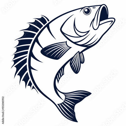 A vibrant blue tuna vector illustration captures an aquatic animal's fin and silhouette in the ocean