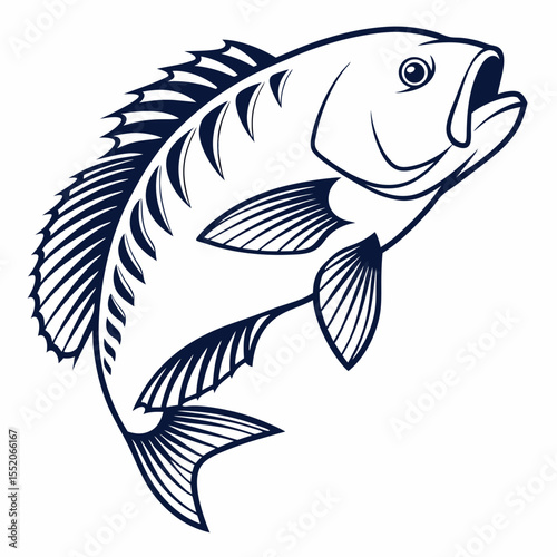 A vibrant blue tuna vector illustration captures an aquatic animal's fin and silhouette in the ocean