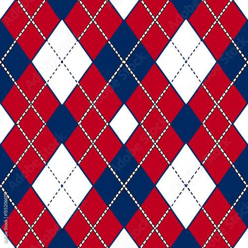 Classic argyle pattern in red, white, and blue for timeless textiles and elegant decor