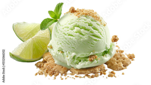 Tart Key Lime Pie Ice Cream Scoop on the Transparent Background