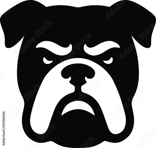 Silhouette bulldog head monochrome simple clean graphic design Vector Illustration