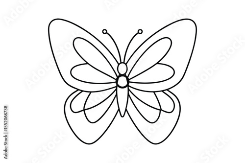 Butterfly Coloring page, Set of black Butterfly outline vector 