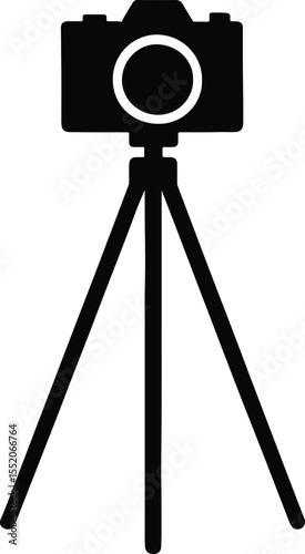 Silhouette camera on tripod simple graphic design Vector Illustration