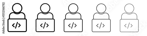 programmer icon simple vector outline logo