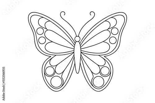 Butterfly Coloring page, Set of black Butterfly outline vector 