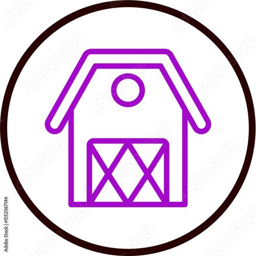Farmhouse Vector Line Purple Circle Black