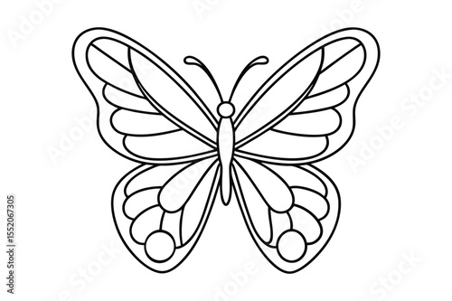 Butterfly Coloring page, Set of black Butterfly outline vector 