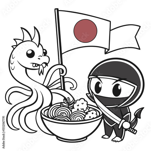 Funny Japan Monster Ninja Icon Design