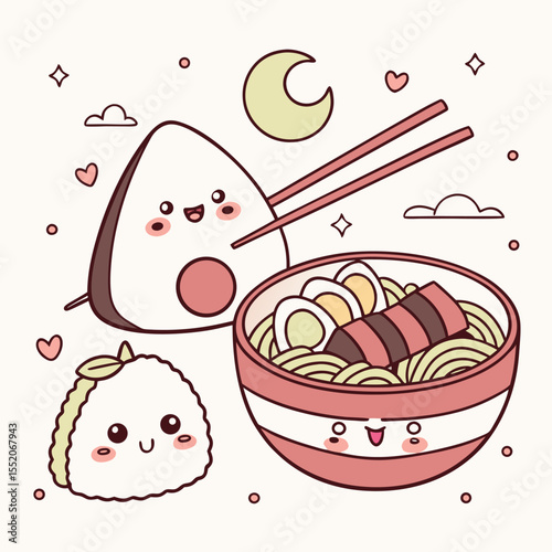 Japanese Folklore Characters and Food Set