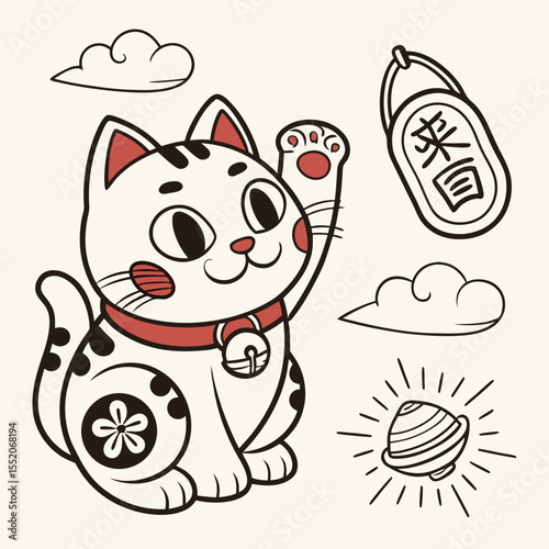 Neko Lucky Cat Illustration