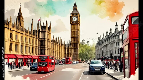 Big ben in London in watercolor effect